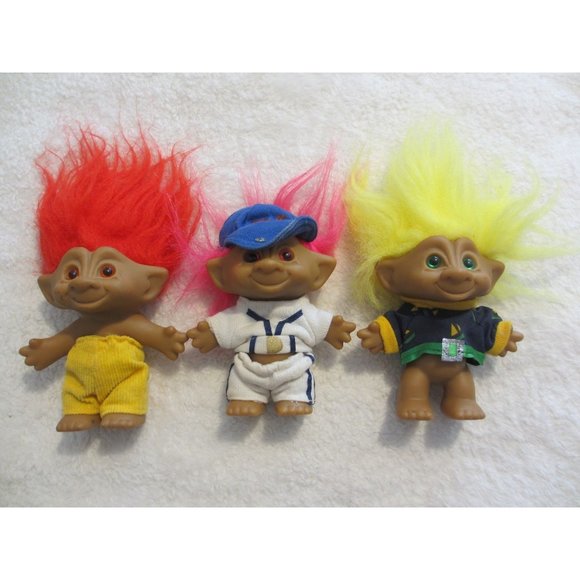 LOT OF 3 PARTIALLY DRESSED TROLL DOLLS BY ACE NOVELTY COMPANY - Picture 1 of 12
